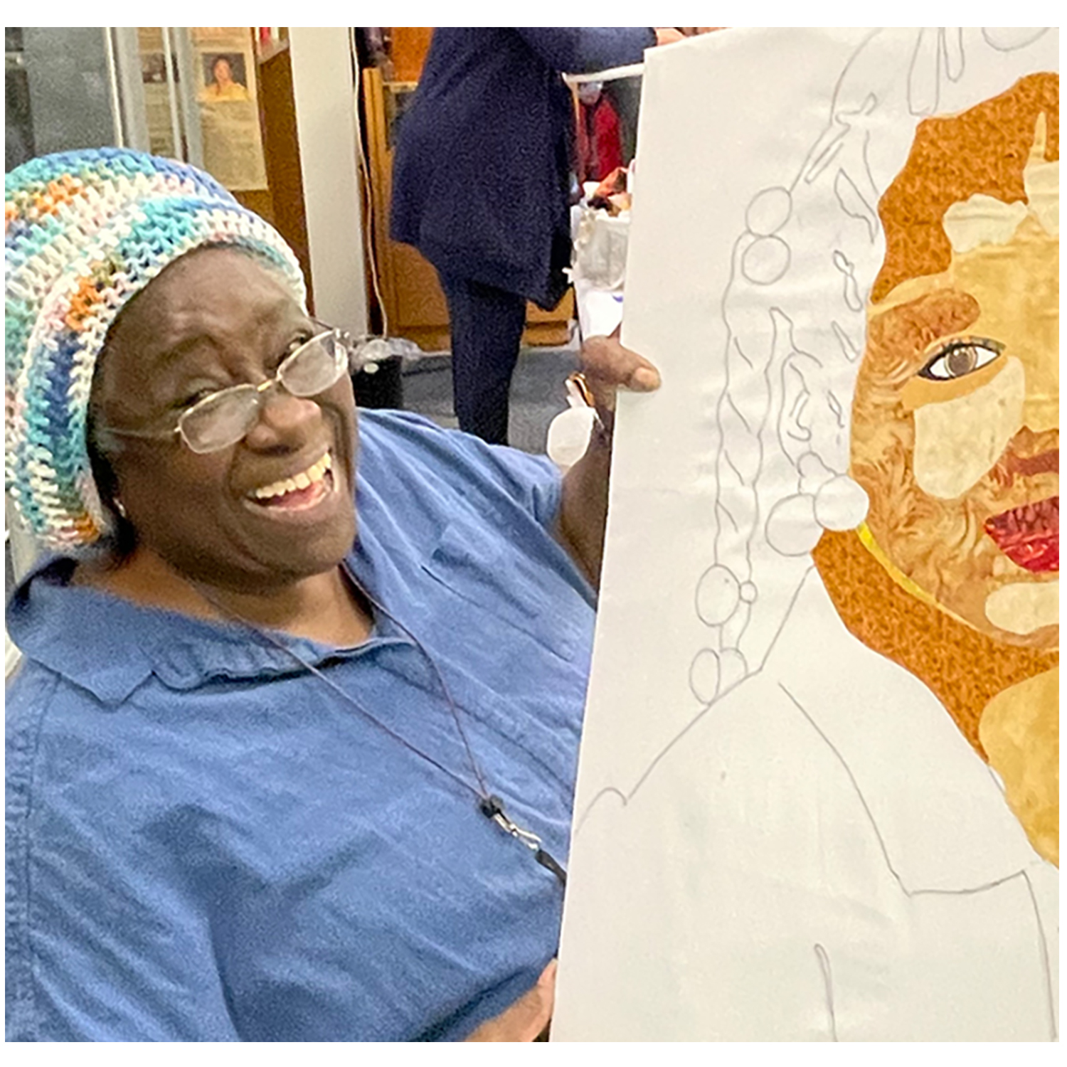 Annie in textile art class