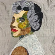 Pam's Mom - Textile art featuring family heritage through fabric
